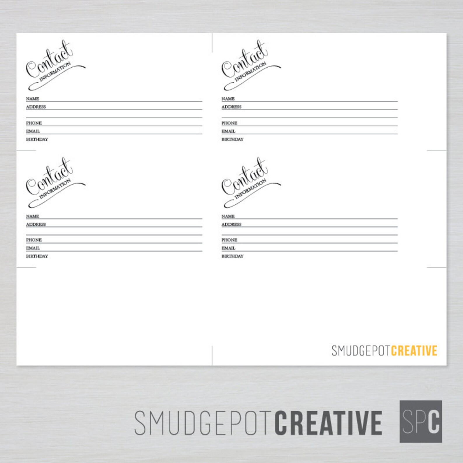 Printable Contact Information Cards 3 x 5 | Etsy