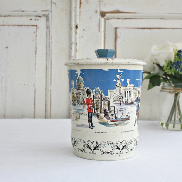 Retro English Biscuit Tin, Vintage London Souvenir Tin, Collectible tin, Keepsake tin, 60's home decor