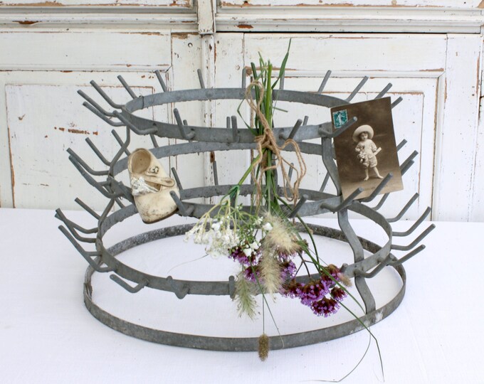 French Bottle Drying Rack Vintage Zinc Mug Tree Etsy