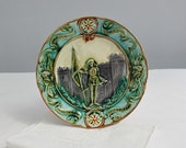Decorative French Antique Majolica Plate
