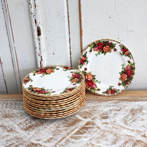 Royal Albert Bone China Pair of Plates for Replacement or Spares, Old Country Roses Design