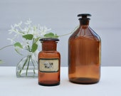 Two French antique apothecary bottle, Brown glass pharmacy bottles