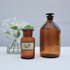 Two French antique apothecary bottle, Brown glass pharmacy bottles