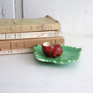 French Vintage Majolica Escargot Dish, Snail Decor, Quirky Country Kitchen, Gourmet
