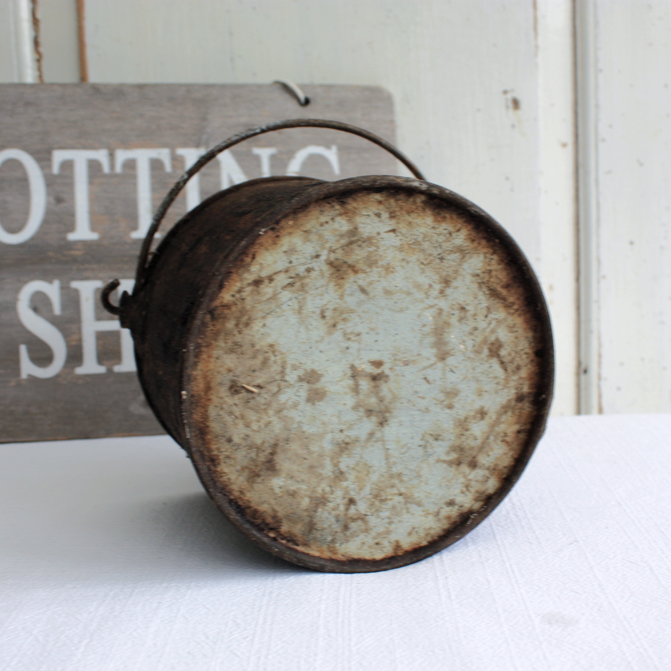 Old Galvanised Metal Paint Kettle Unique Herb or Garden Etsy UK