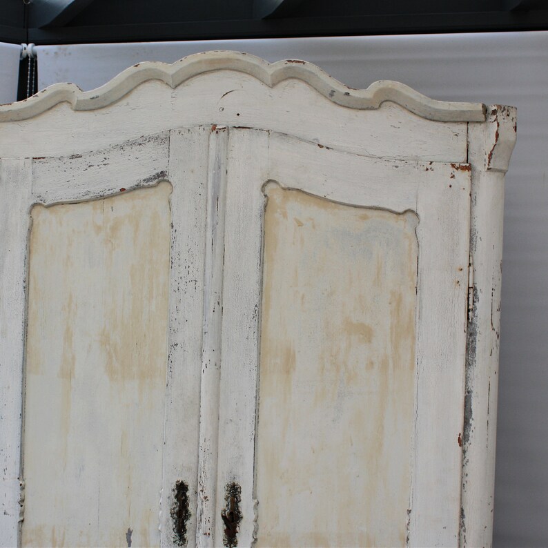 White Painted French Armoire Linen Cupboard Solid Wood Etsy UK