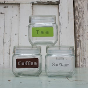 Vintage Glass Kitchen Canister Set: Retro English Storage Jars