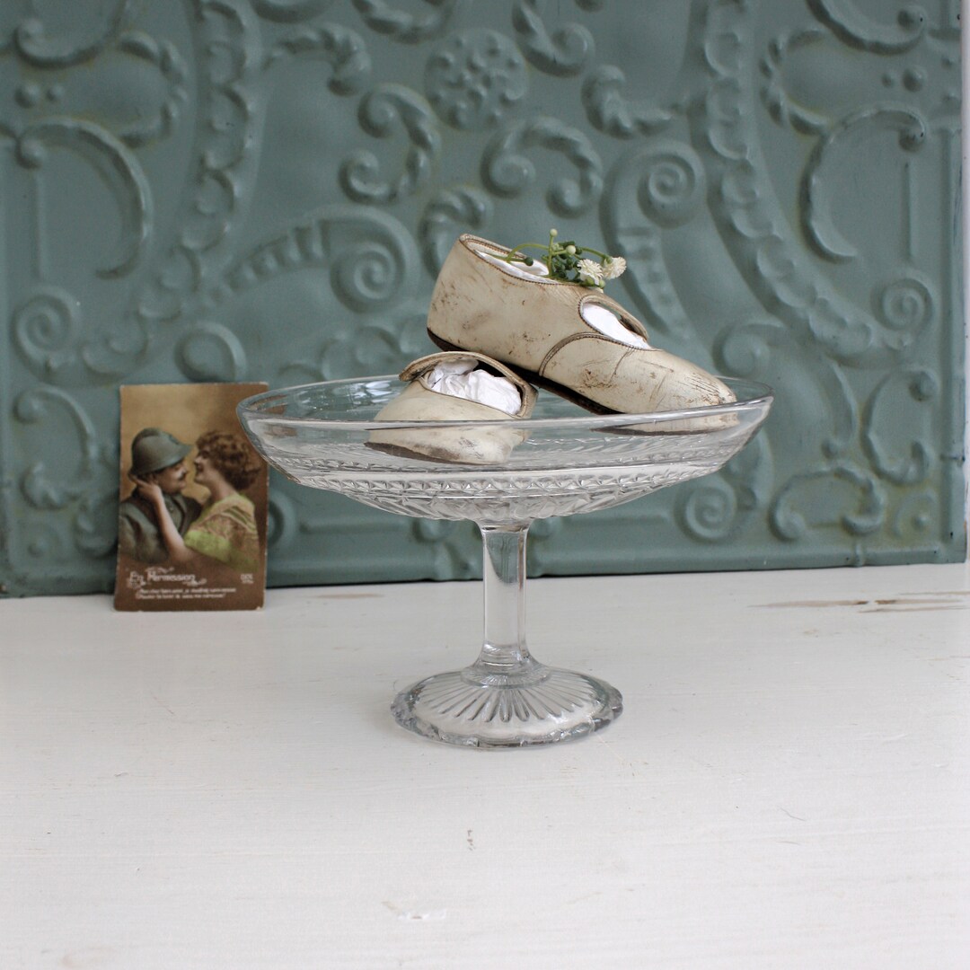 Vintage Pressed Glass Cake Stand , Stemmed Patisserie Stand Etsy