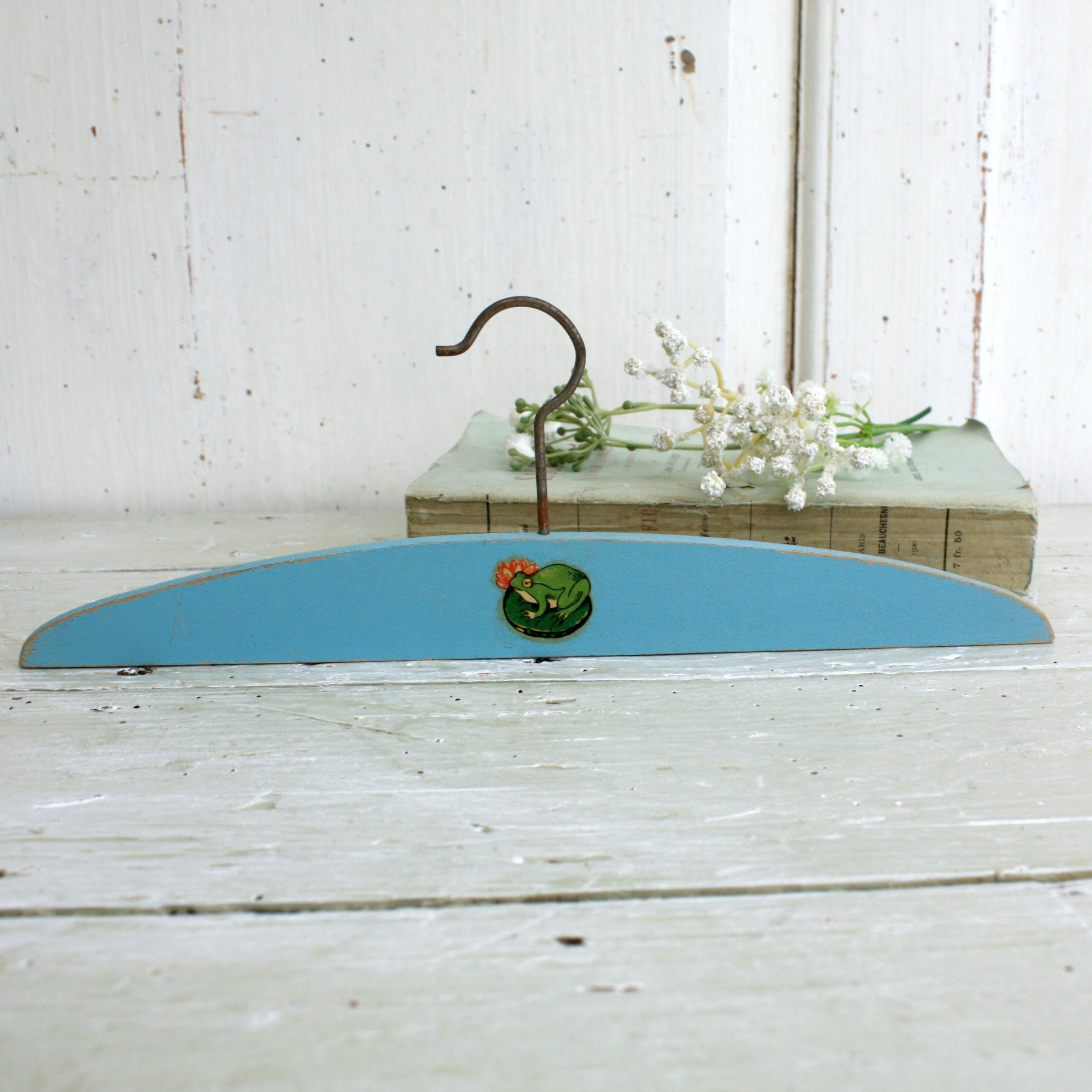 Pair of French Painted Wooden Baby Coat Hangers Etsy UK