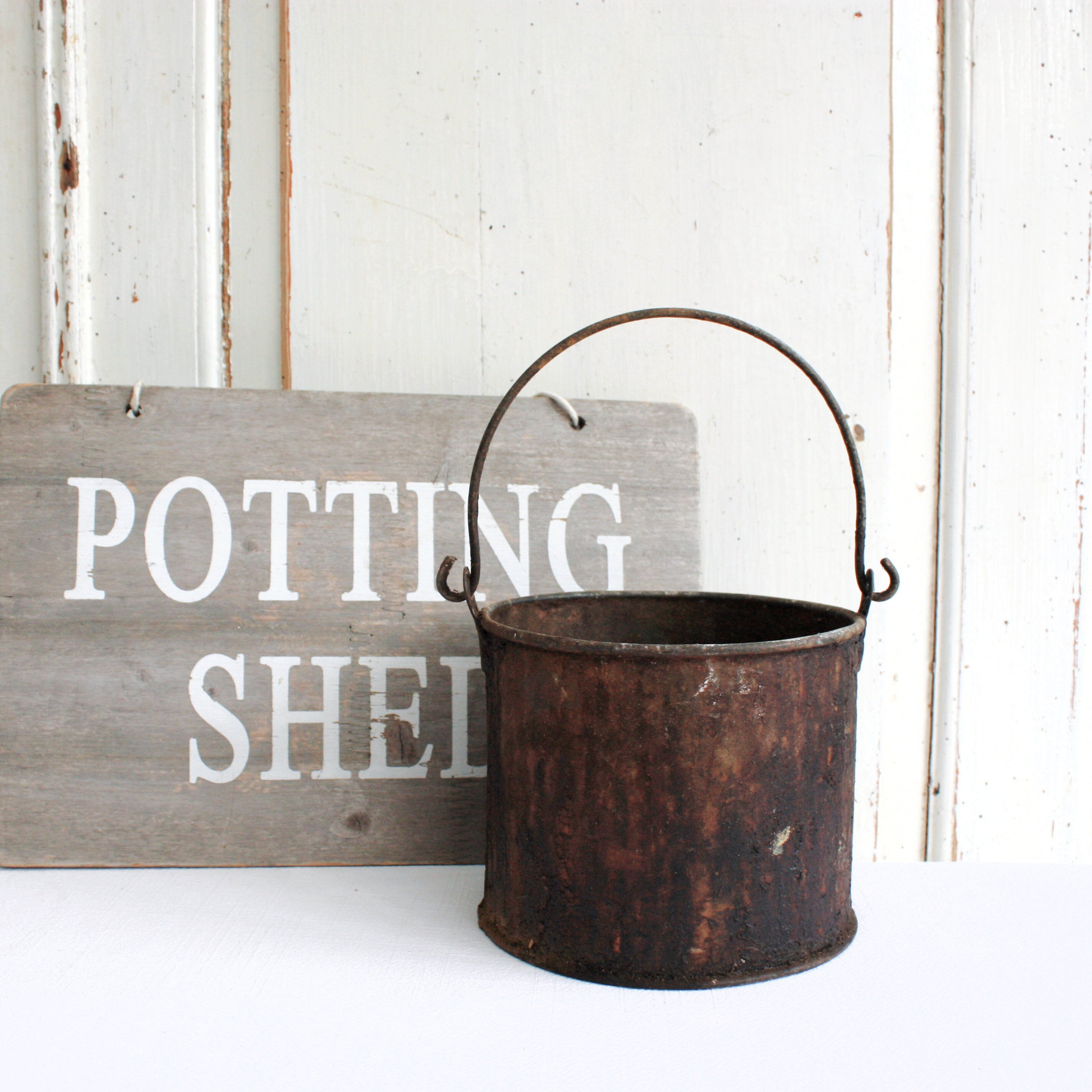 Old Galvanised Metal Paint Kettle Unique Herb or Garden Etsy UK