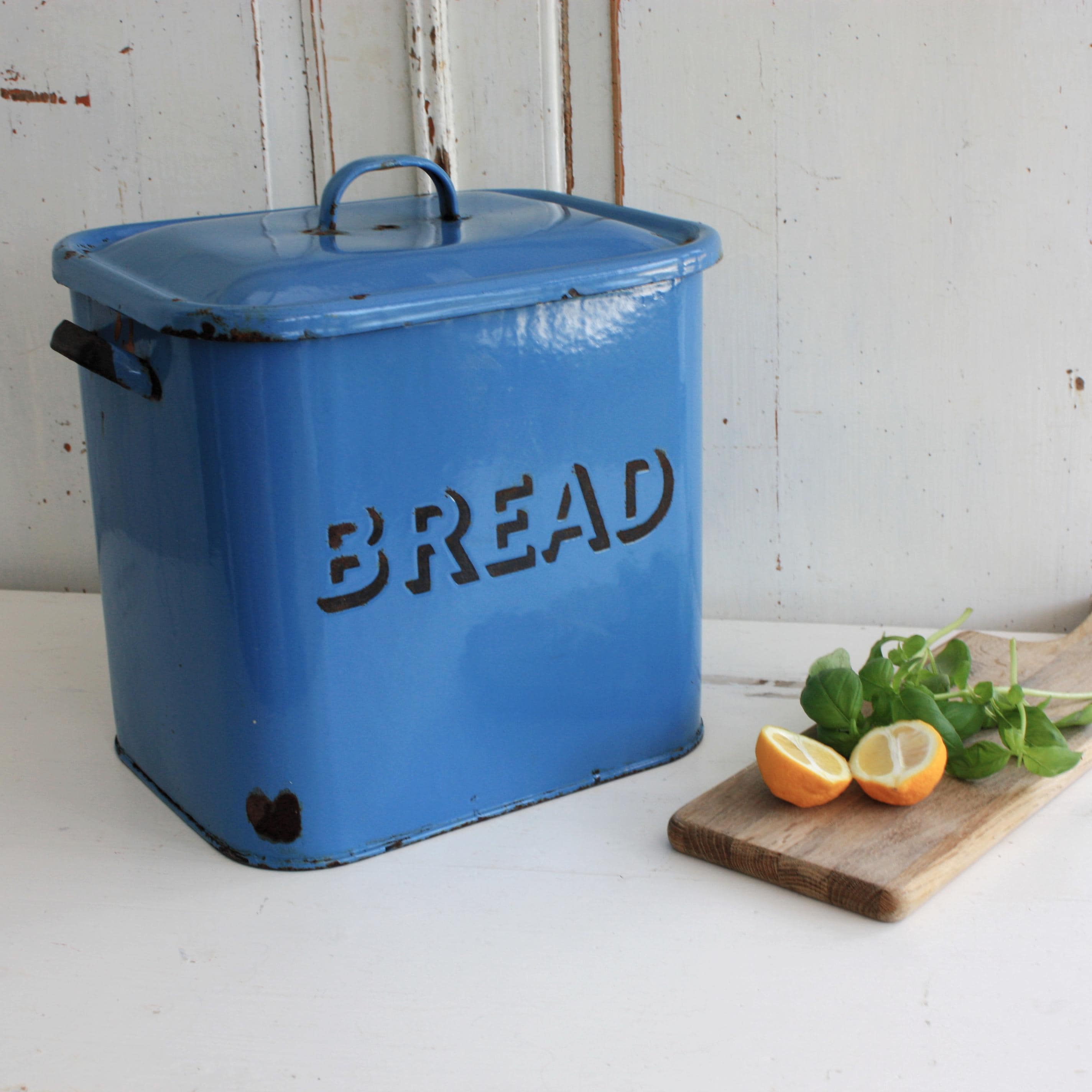 Vintage Enamel Bread Bin - Etsy UK