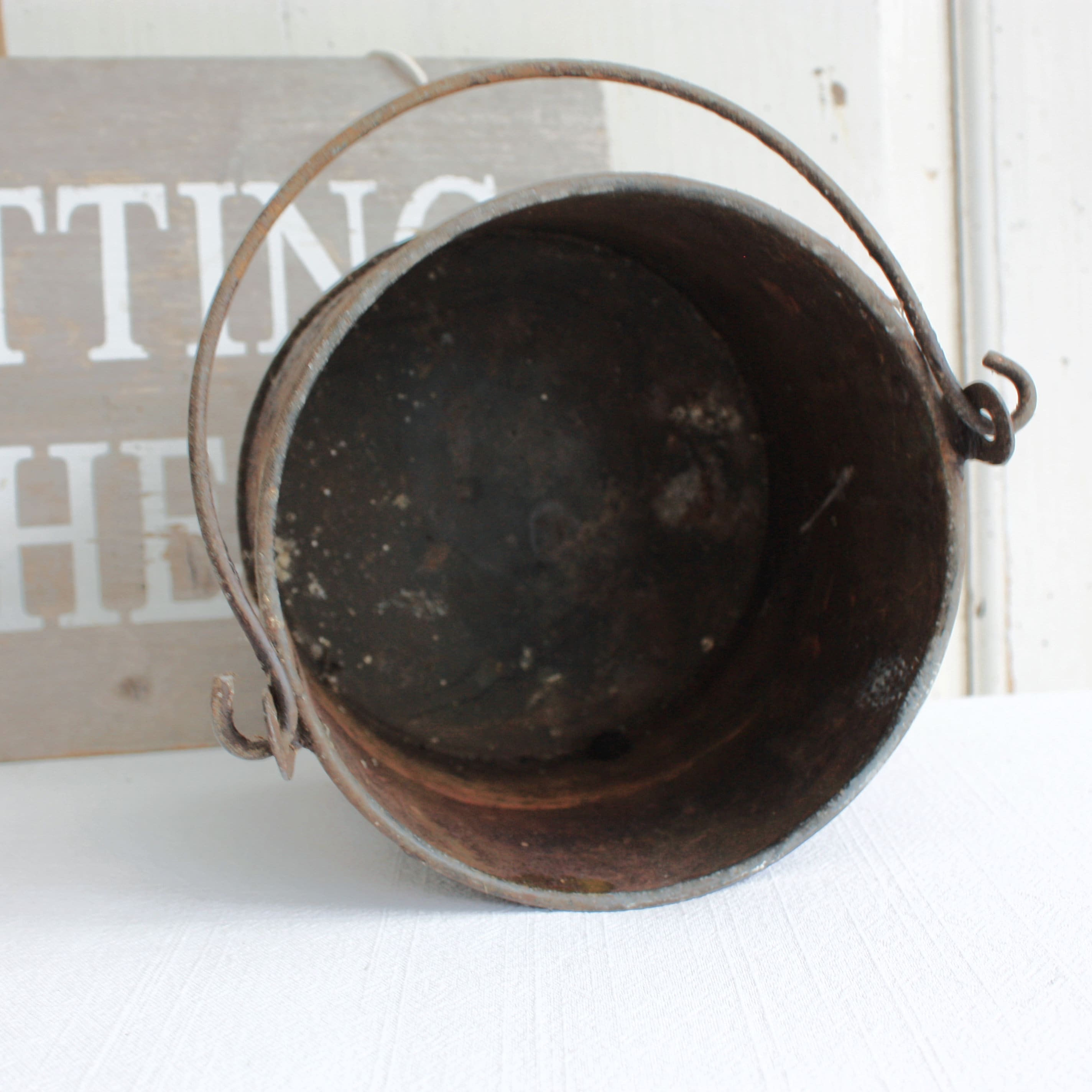 Old Galvanised Metal Paint Kettle Unique Herb or Garden Etsy UK