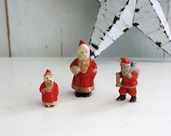 Three Original Retro Santa Christmas Cake Toppers