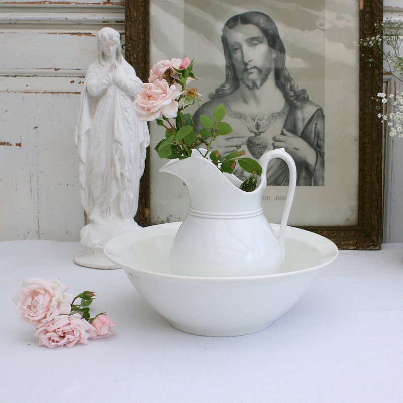 Seltene Antike Franz U00f6sische Wei U00dfe Eisenstein Waschsch