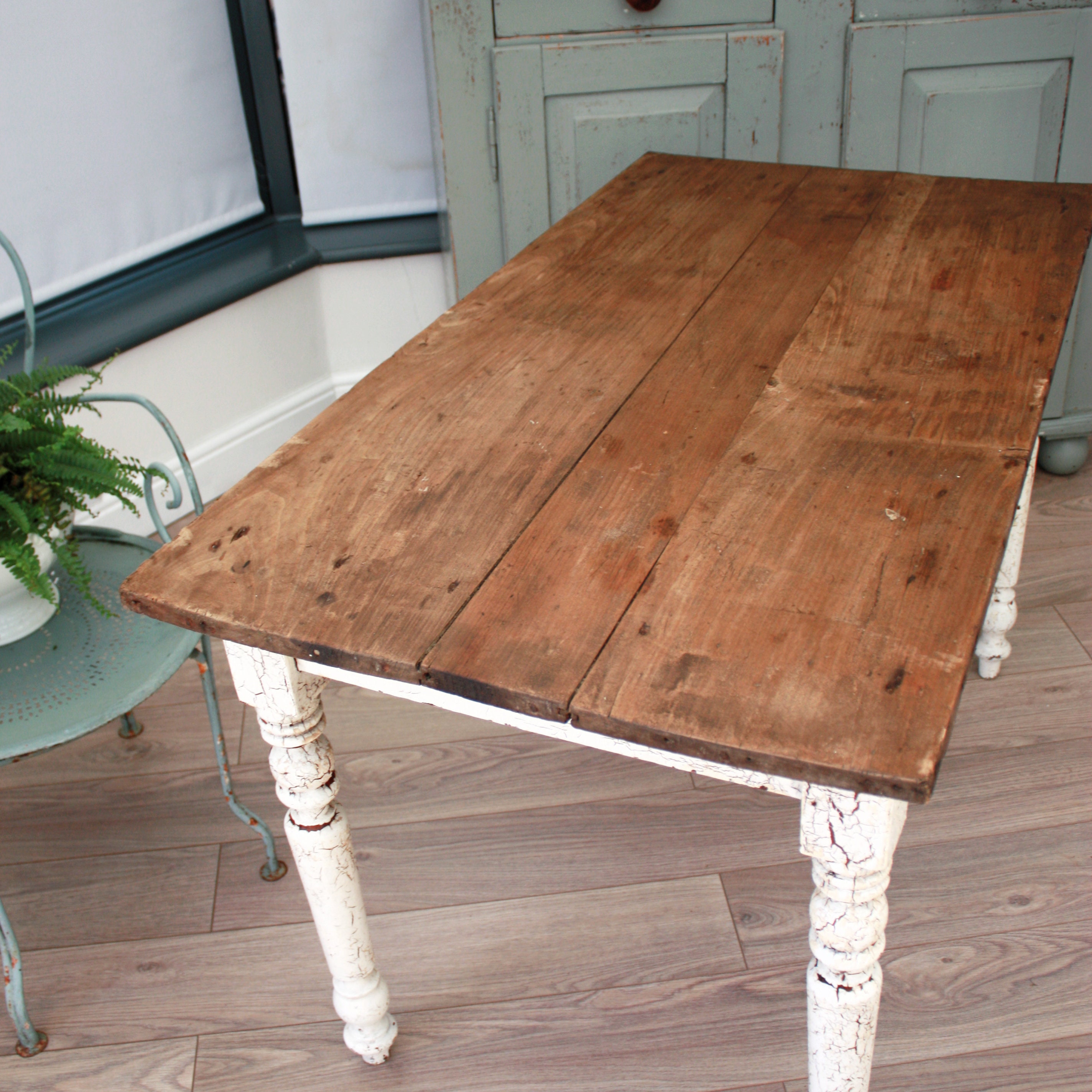 Vintage French Solid Wood White Painted Table or Desk With Etsy UK