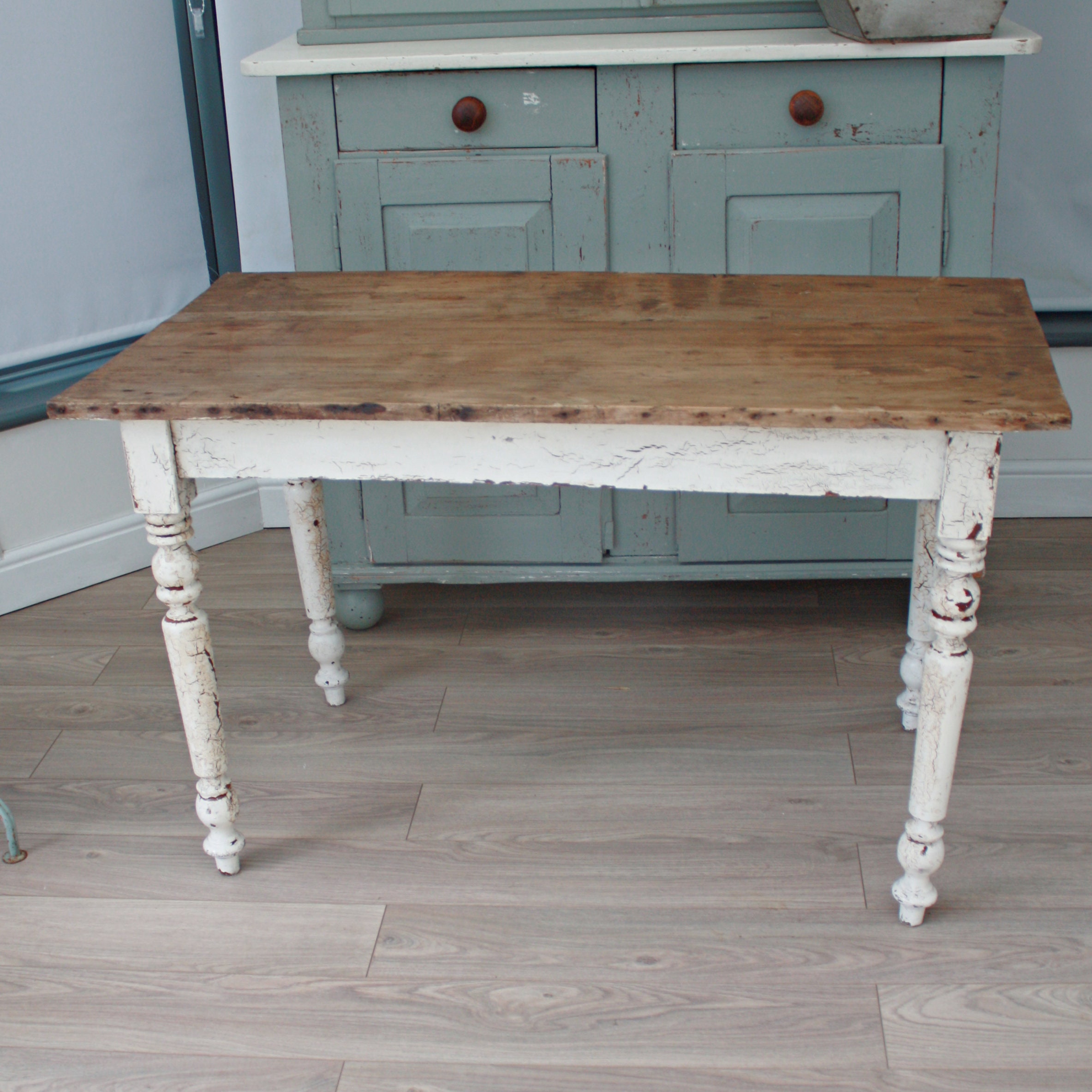 Vintage French Solid Wood White Painted Table or Desk With Etsy UK