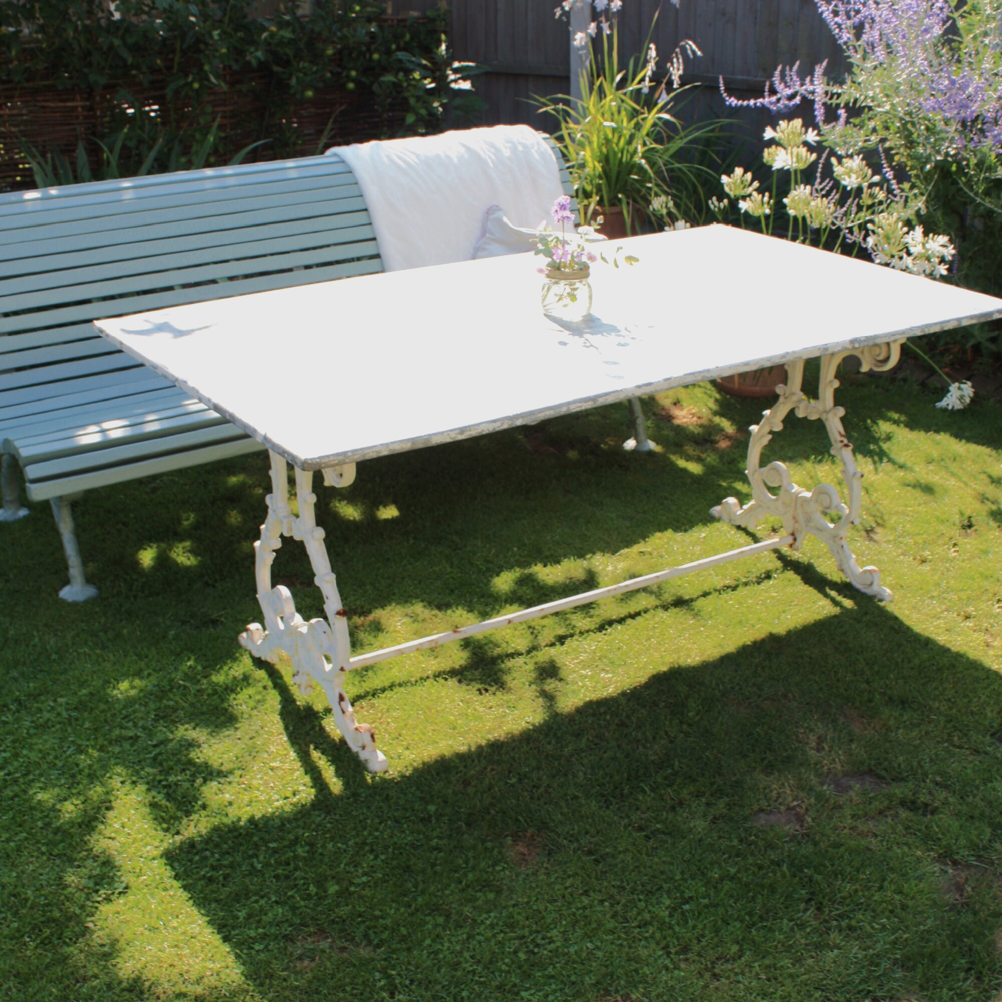 Old Cast Iron Large Garden Table with Solid Metal Top | Etsy