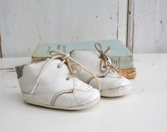 French Soft White Leather Vintage Decorative Baby Shoes