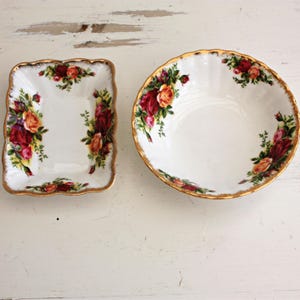 Royal Albert Bone China Butter Dish  and Bowl Old Country Roses Design
