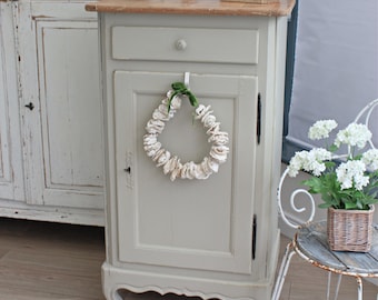 French Farmhouse Rustic Antique Painted Oak Cupboard with Waxed Parquet Top