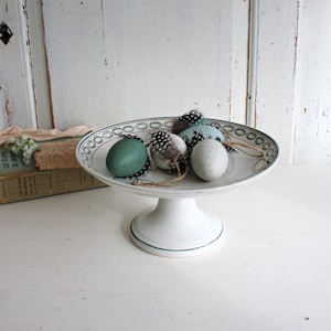 French 1930&#39;s ironstone cake stand, footed patisserie stand or cake plate by St Amand