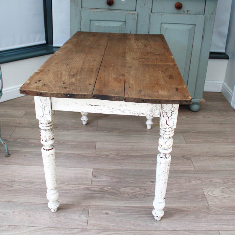 Vintage French Solid Wood White Painted Table or Desk With Etsy UK