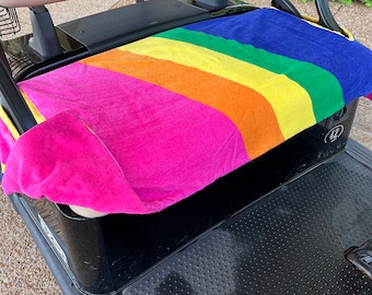 Diagonal Stripes Terry Cloth Golf Cart Seat Cover