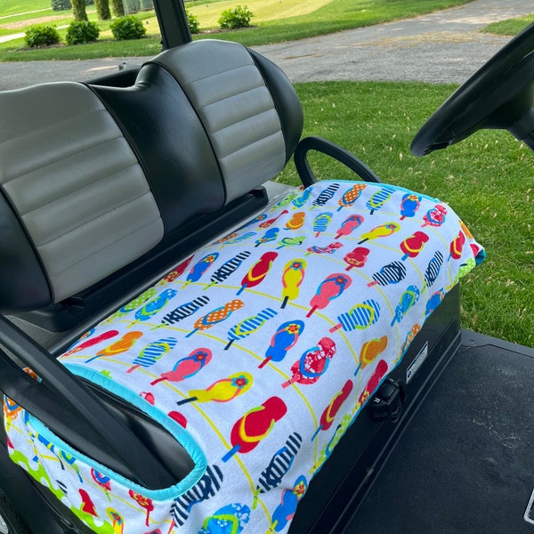 Flip Flops Hanging Out Terry Cloth Golf Cart Seat Cover