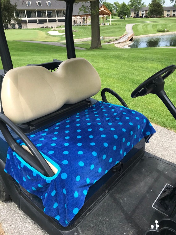 Blue Polka Dot Terry Golf Cart Seat Cover