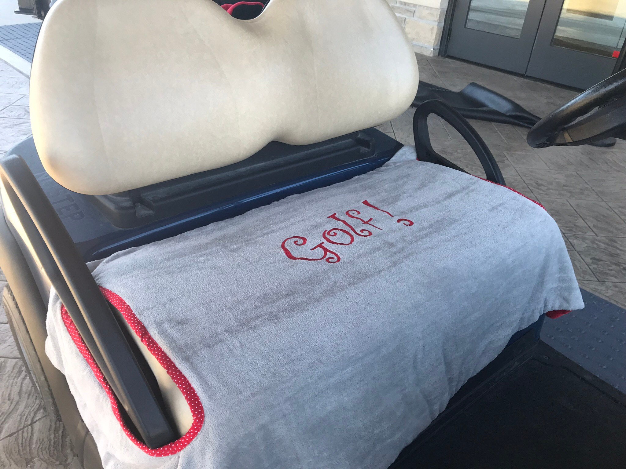 Gray Terry Cloth Golf Cart Seat Cover Saying Golf in Red - Etsy