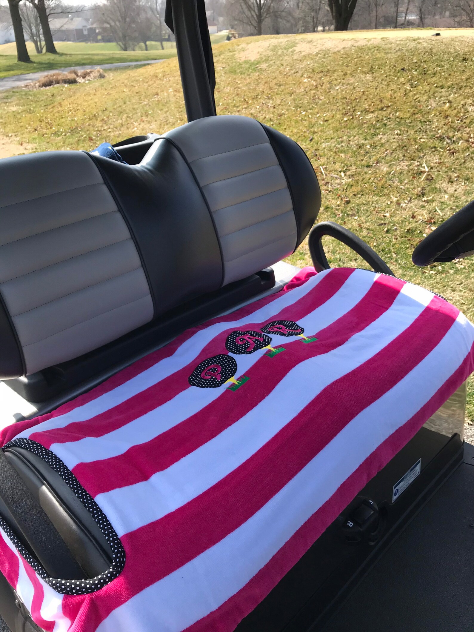 Par Terry Cloth Golf Cart Seat Cover in Hot Pink and White | Etsy