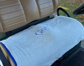 Golf in Gray with Royal Blue embroidery Terry Golf Cart Seat Cover