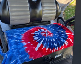 Tie Dye in Red, White and Blue Terry Golf Cart Seat Cover