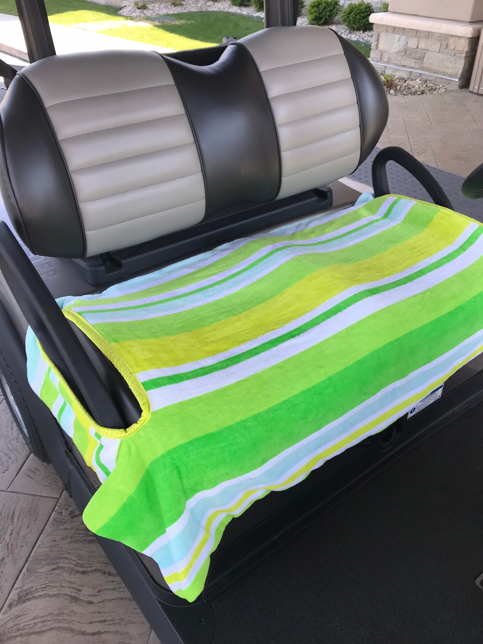 Stripes in Green and Yellow Terry Golf Cart Seat Cover Etsy