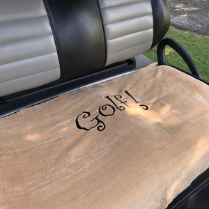 Golf in Beige Terry Golf Cart Seat Cover