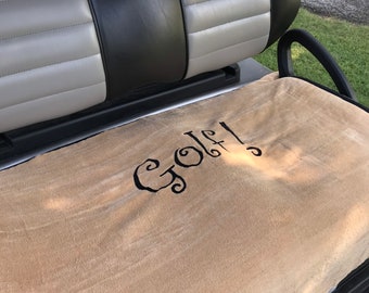 Golf in Beige Terry Golf Cart Seat Cover