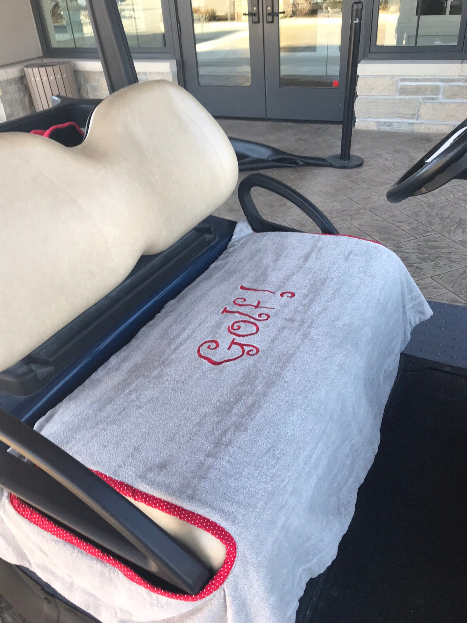 Gray Terry Cloth Golf Cart Seat Cover Saying Golf in Red - Etsy