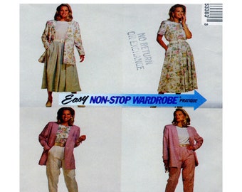 McCalls 6338, Women Coordinates, Sewing Pattern, Tunic Top, Button Front, Short Sleeve Top, Pants, Aline Skirt, UNCUT, Size 10-12-14 UNCUT