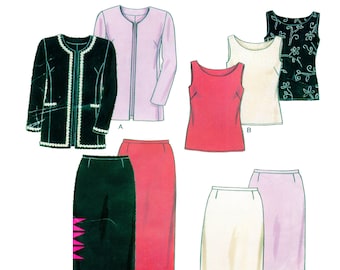 New Look 6921, Women Suit Pattern, Hip Length Jacket, Sleeveless Top, Long Straight Skirt, Pencil Skirt, Plus Size 8 to 18 Sewing Pattern