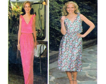 Patrón de costura para vestido de verano para mujer Simplicity 8955, estilo griego, escote en V, vestido largo o maxi, vestido recto, talla 6, patrón Super Jiffy SIN CORTAR