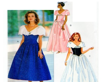 Butterick 6644 Women Formal Event Dress, Full Skirt, Formal Gown, Bridesmaid, Prom Dress, Sewing Pattern, Size 6-8-10-12 UNCUT, 90s vintage