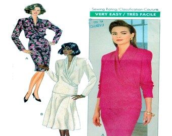 Butterick 4365, Women Wrap Front Blouse, Size 14-16-18, Drape Neckline, Long Sleeve, Cross Over Bodice, UNCUT, Women Sewing Pattern