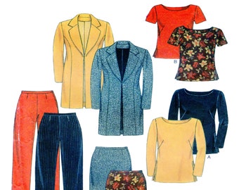 New Look 6787 Women Coordinates Long Blazer, Short / Long Sleeve Top, Pencil Skirt, Straight Leg Pant, Size 6 to 16 Women Sewing Pattern