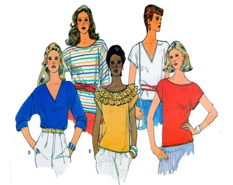 Butterick 4861, Women, Tunic Top, Pull Over, V Neckline, Shirt, Long / Short Sleeves, Blouse Pattern, Women Sewing Pattern, Size 8-10