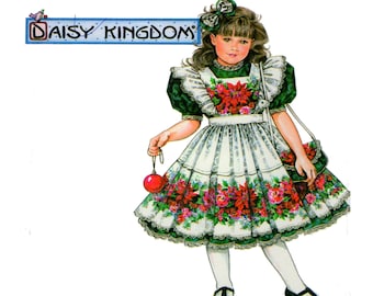 DAISY KINGDOM, Girl Fancy Dress, Doll Dress, Simplicity 9975, Sewing Pattern, Full Skirt, Puff Sleeves Holiday Dress Flower Girl Dress UNCUT