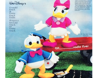 Simplicity 7635 Walt Disney Vintage Donald Duck Daisy Duck 18 Inch Soft Stuffed Doll Sewing Pattern Collector Item UNCUT Toy Pattern