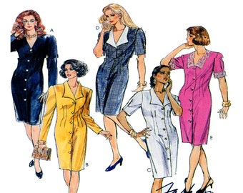 McCalls 5295, 90s Style, Shirt Dress, Sewing Pattern, Button Front, Snap Front, Day Dress, Size 14-16-18 UNCUT Womens Sewing Pattern