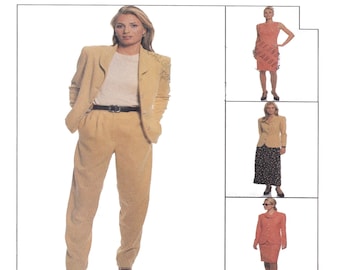 McCalls 8907, Women Suit Sewing Pattern, Non-Stop Wardrobe, Semi-Fitted, Blazer or Jacket, Pleated Pant, Long Midi Skirt, Dress UNCUT