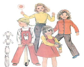 Mix and Match Children Clothing Butterick 3370 Shirt Jumper Top Pants Overalls Kidswear Kids Vintage Sewing Pattern Size 6x UNCUT