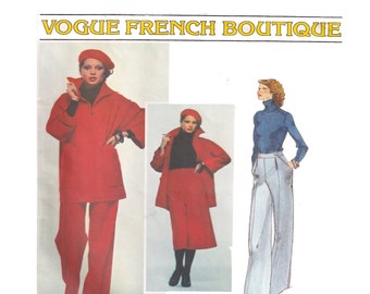 Vogue 1499, Christian Aujard, 80s Vintage Fall / Winter Fashion, Jacket, Culottes, Straight Leg Pant, Women Sewing Pattern, Size 10, UNCUT